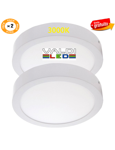 Pack 2 Plafones Superficie Led 18W 1190Lm 3000ºK Circular de 210mmx27 con Envío Gratis.