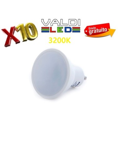 Pack 10 Bombillas LED GU10 6W 3000ºK con Envío Gratis.