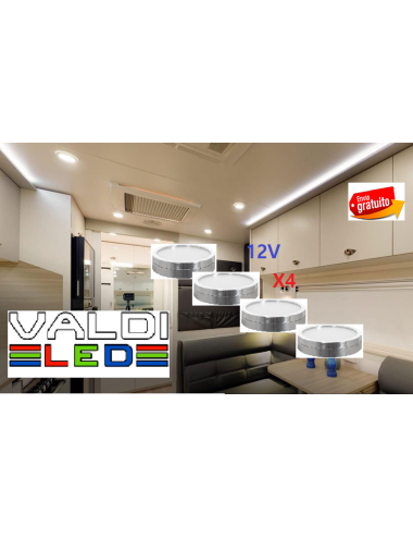 Pack de 4 Focos 3w de superficie leds a 12v de 55x9mm 3000k Con Envío Gratis. (copia)