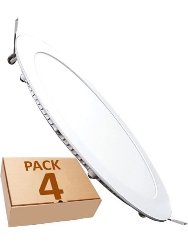 Pack 4 Placas LED 18W 1409Lm 4000ºK Circular para empotrar de 225mm con Envío Gratis.